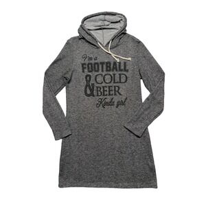 I'm A Football & Cold Beer Kinda Gal Hooded Sweatshirt Dress Women's Large Gray